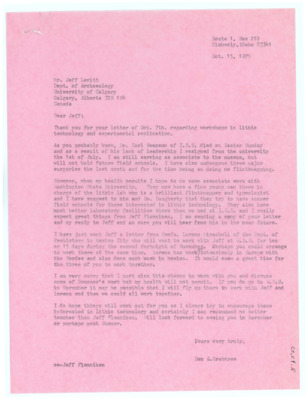 Letter from Donald Crabtree to Jeff Levitt