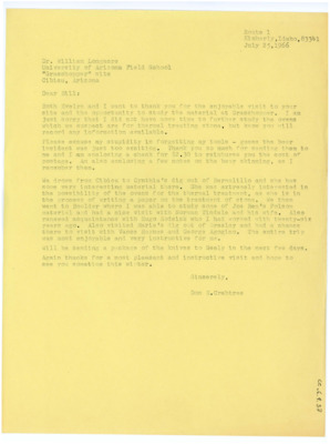 Letter from Donald Crabtree to William Longacre