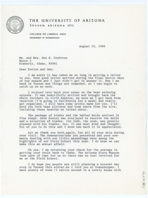 Letter from William Longacre to Donald Crabtree