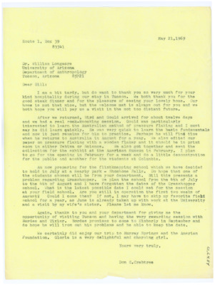 Letter from Donald Crabtree to William Longacre