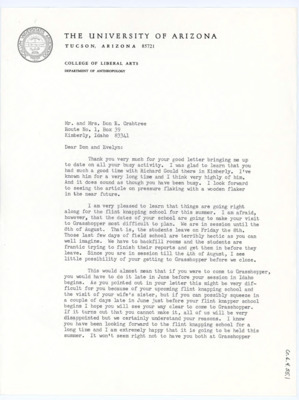 Letter from William Longacre to Donald Crabtree