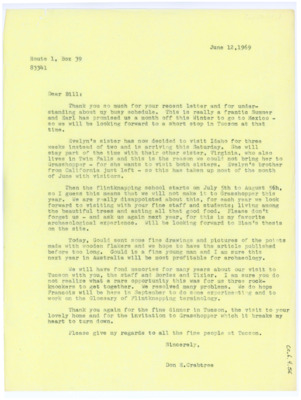 Letter from Donald Crabtree to William Longacre