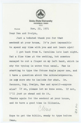 Letter from Chris Lovgren to Donald Crabtree