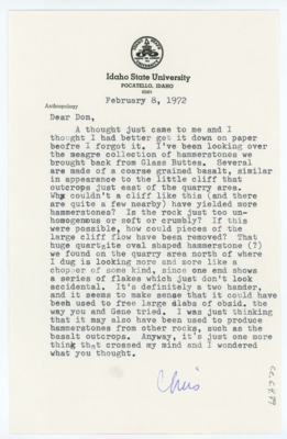 Letter from Chris Lovgren to Donald Crabtree