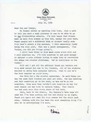 Letter from Chris Lovgren to Donald Crabtree