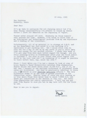Letter from David Lubell to Donald Crabtree