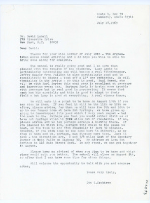 Letter from Donald Crabtree to David Lubell