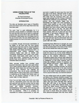 An article "Using Stone Tools of the Paleolithic"