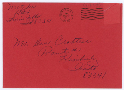 Red envelope addressed to Don Crabtree
