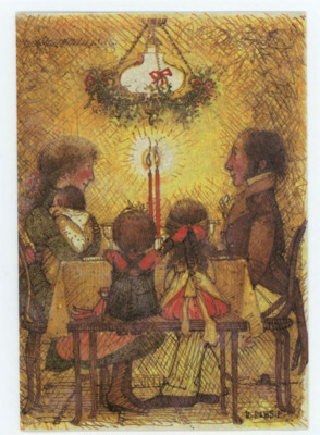 Holiday card from Leslie and Helen Morgan to Don Crabtree
