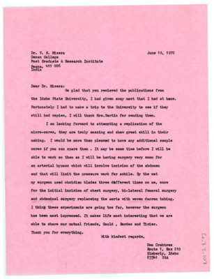 Letter from Don Crabtree to V.N. Misra