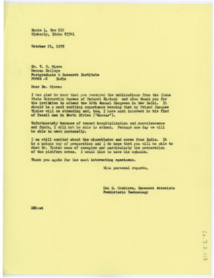 Letter from Don Crabtree to V.N. Misra
