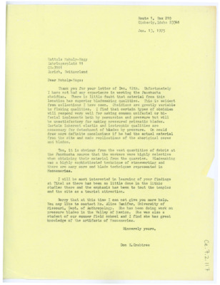 Letter from Don Crabtree to Hattula Moholy-Nagy