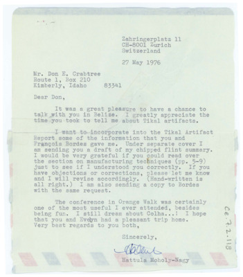 Letter from Hattula Moholy-Nagy to Don Crabtree