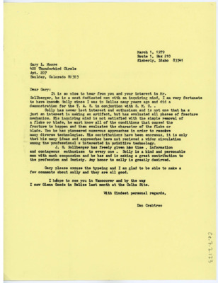 Letter from Don Crabtree to Gary L. Moore