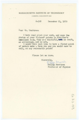 Letter from Philip Morrison to Don Crabtree