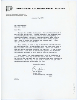 Letter from Dan F. Morse to Don Crabtree