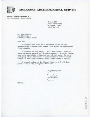 Letter from Dan F. Morse to Don Crabtree