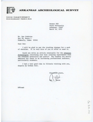 Letter from Dan F. Morse to Don Crabtree