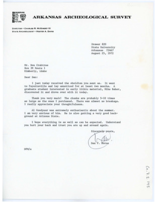 Letter from Dan F. Morse to Don Crabtree