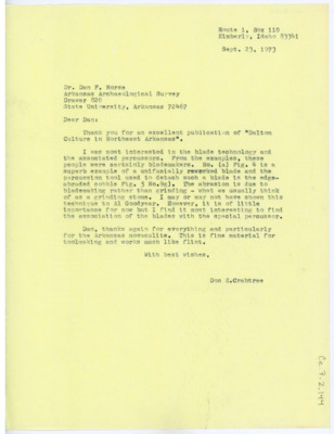 Letter from Don Crabtree to Dan F. Morse