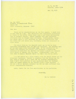 Letter from Don Crabtree to Dan F. Morse