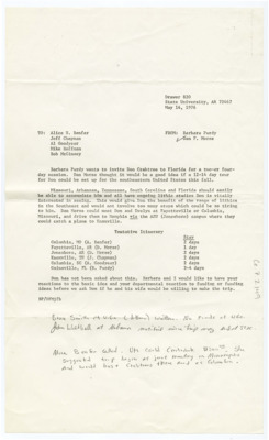 Letter from Barbara Purdy and Dan F. Morse to Alice N. Benfer, Jeff Chapman, Al Goodyear, Mike Hoffman and Bob McGimsey regarding inviting Don Crabtree to Florida for a flintknapping session.
