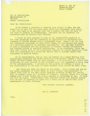 Letter from Don Crabtree to H. Müller-Beck