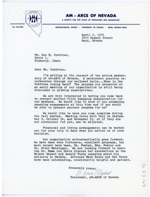 Letter from B. Jean Myles to Don Crabtree