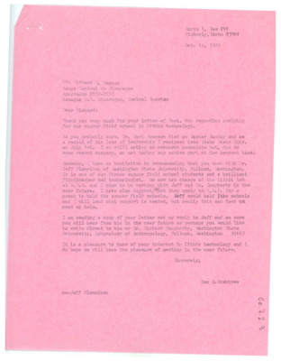 Letter from Don Crabtree to Richard W. Magnus