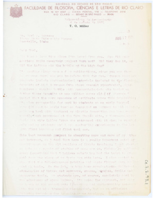 Letter from Tom O. Miller to Earl Swanson
