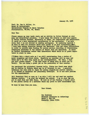 Letter from Don Crabtree to Tom O. Miller