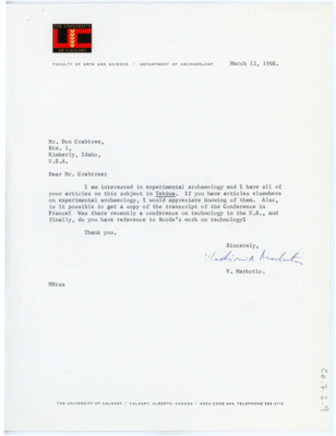 Letter from Vladimir Markotic to Don Crabtree