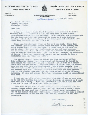 Letter from George F. Mac Donald to Don Crabtree