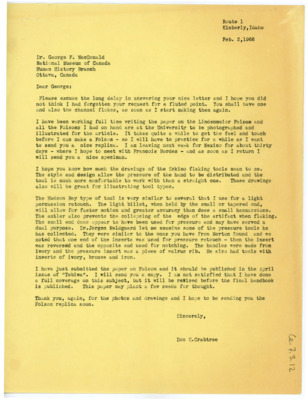 Letter from Don Crabtree to George F. Mac Donald