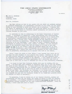 Letter from Major Charles McCollough to Don Crabtree