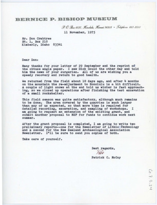 Letter from Patrick C. McCoy to Don Crabtree