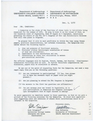 Letter from Ruth Tringham and Alan McPherron to Don Crabtree