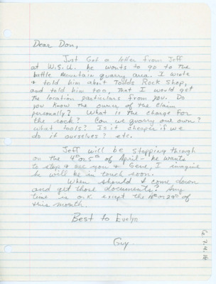 Letter from Guy R. Moto to Don Crabtree