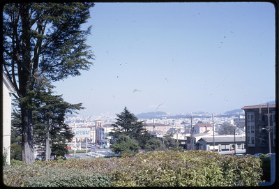A photographic slide of a scenic view of a town.