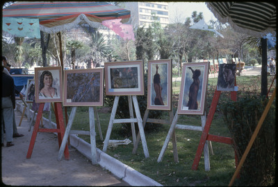 A photographic slide of an outdoor art gallery.