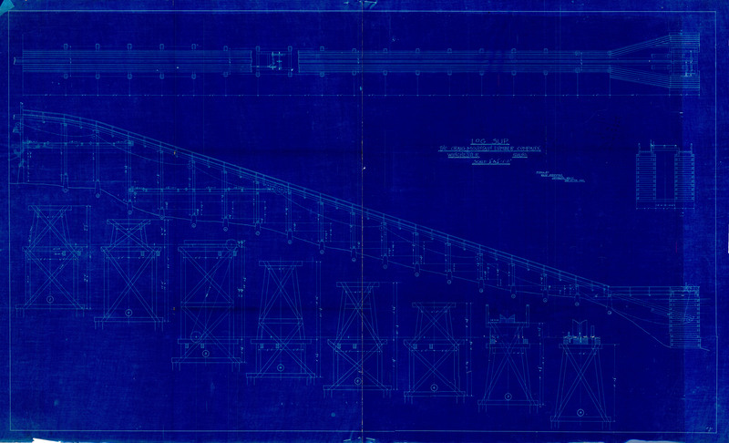 Blueprint of a log slip for the Craig Mountain Lumber Company by Wash. Huffman.