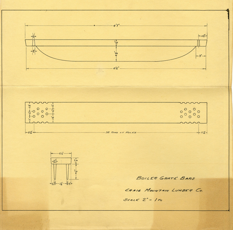 Diagram of boiler grate bars for the Craig Mountain Lumber Company.