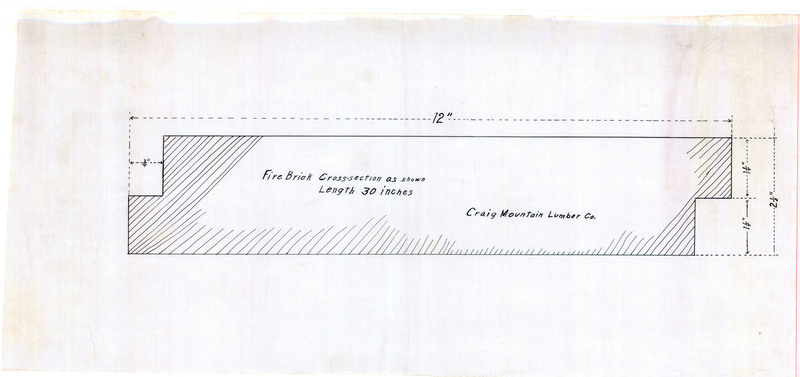 Fire brick cross-section detail sketch for the Craig Mountain Lumber Company.