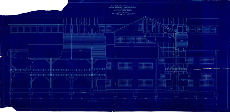 Side elevation of saw mill blueprint for Craig Mountain Lumber Company by Union Iron Works.
