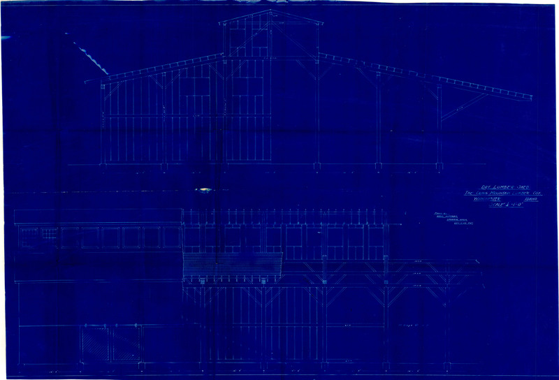 Dry lumber shed blueprint for the Craig Mountain Lumber Coy. [company] Winchester, Idaho. 12 bays for lumber seasoning and drying.