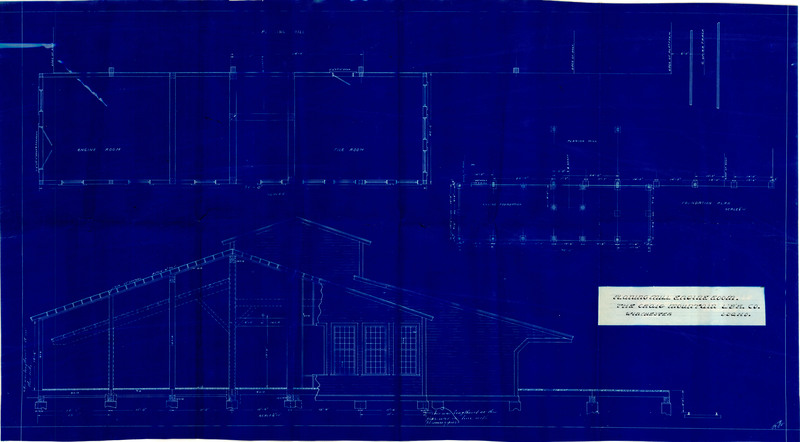 Planing mill engine room blueprint for the Craig Mountain Lumber Co. Winchester, Idaho