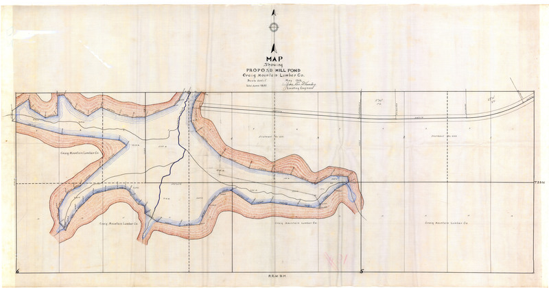 Map showing proposed mill pond for The Craig Mountain Lumber Co. Winchester, Idaho.