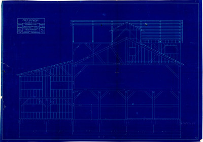 Blueprint of front elevation of sawmill.