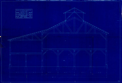 Blueprint for rear sectional elevation. Created for the Saw Mill for Craig Mountain Lumber Company, Winchester, Idaho.